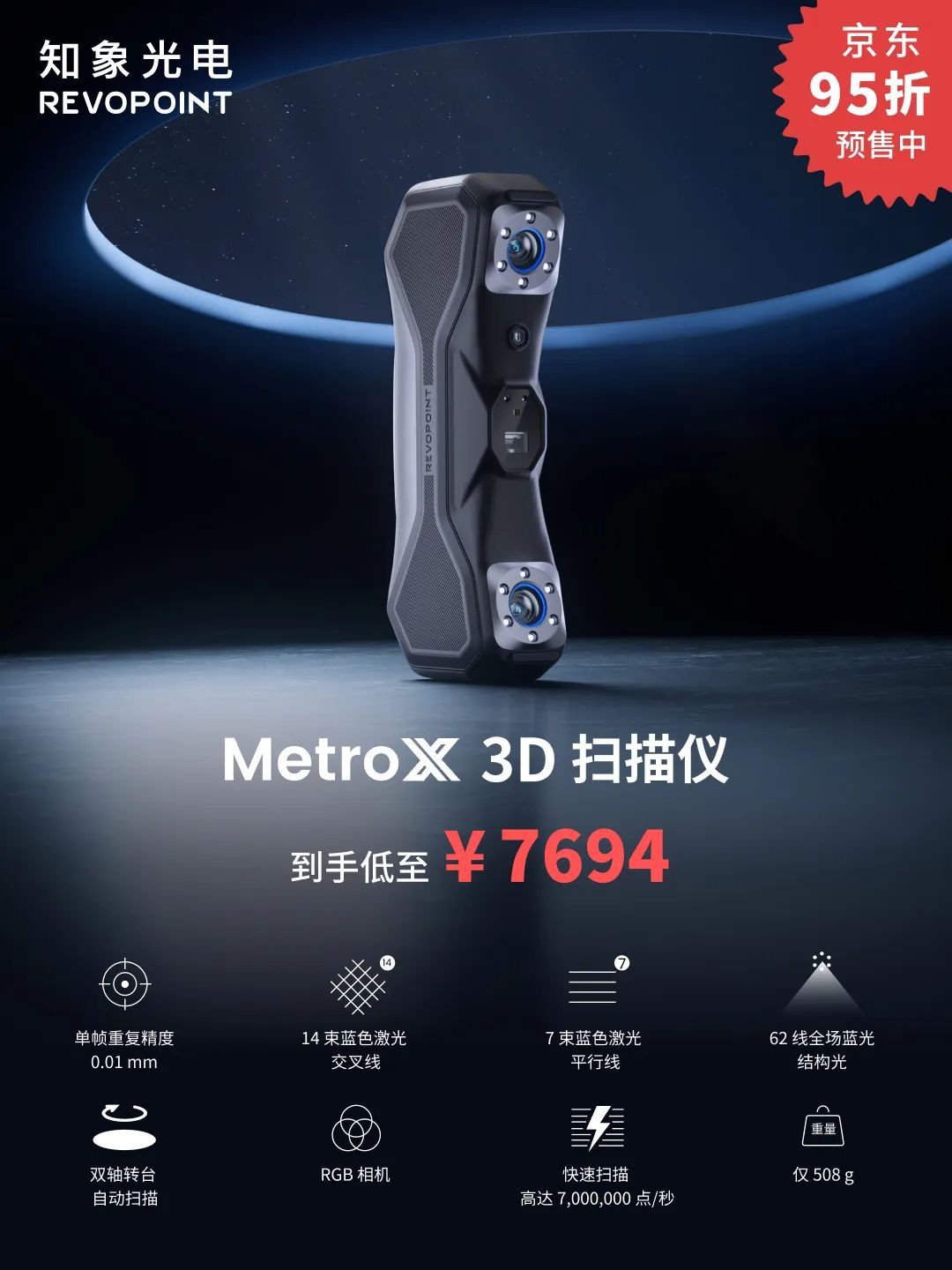 到手价7694元！知象光电MetroX 开启预售，4种扫描模式、工业级精度