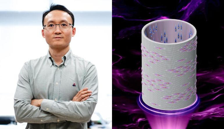 伍斯特理工学院研究人员与3D打印血管支架示意图