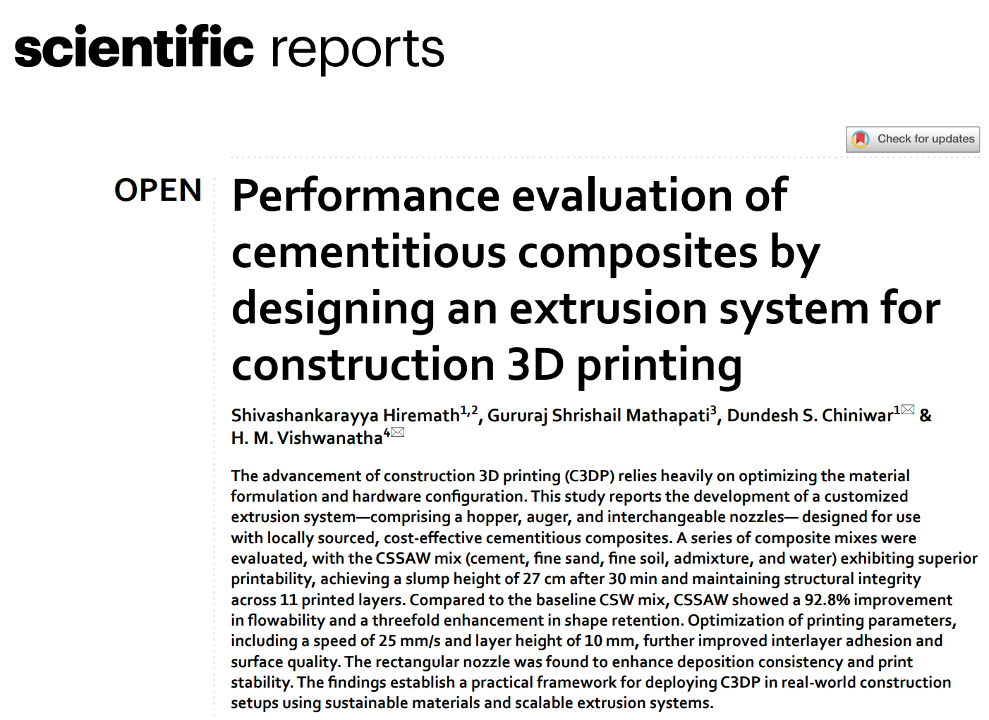 Nature子刊：印度研究团队开发突破性建筑3D打印系统,让水泥也能"打印"房子
