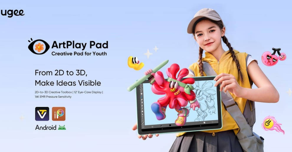 ugee推出ArtPlay Pad儿童绘图平板，实现2D手绘一键转3D打印